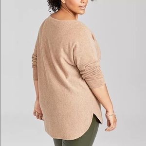 Charter Club Metallic Cashmere Shirttail Sweater Blush Heather Size Medium NWT